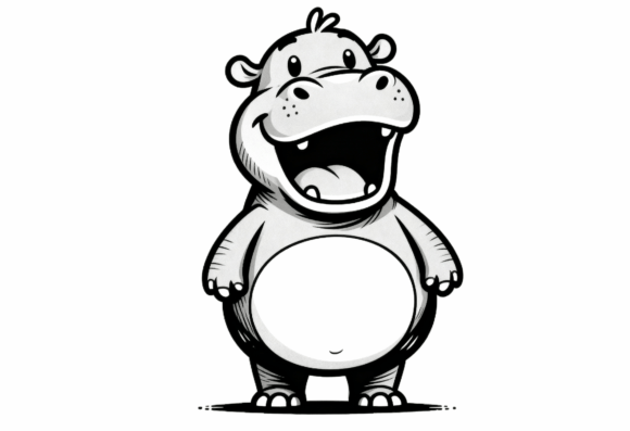 Download Cute Cartoon Hippo Illustration - Hippo illustration Collection
