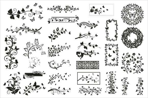 Download Vertical Floral Vine Silhouette - Premium Resources