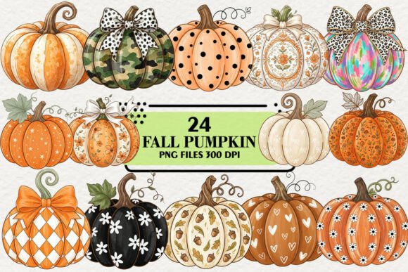 Download Retro Fall Pumpkin Clipart Bundle - Pumpkin clipart Collection