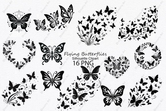 Download Flying Butterflies Silhouette Clipart - Premium Resources