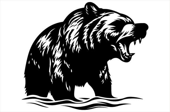 Download Angry Bear Mascot Aggressive Silhouette - Silhouette Collection