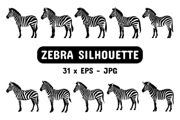 Download Zebra Silhouette Set Collection Bundle - Silhouette Collection